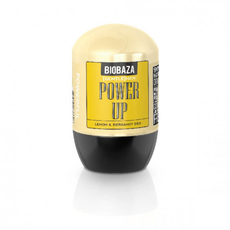 Deodorant natural pe baza de piatra de alaun pentru barbati POWER UP (lamaie si bergamota), Biobaza, 50 ml