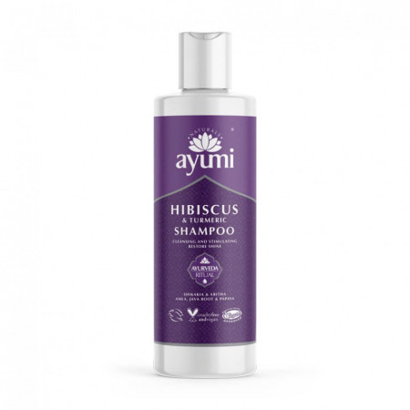 Sampon cu Turmeric & Hibiscuss, pentru parul fin, lipsit de stalucire, Ayumi, 250 ml