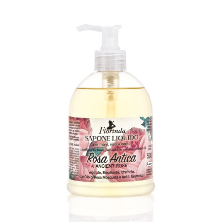 Sapun lichid vegetal hidratant cu Rosa Antica si ulei de Jojoba, Florinda, 500 ml La Dispensa