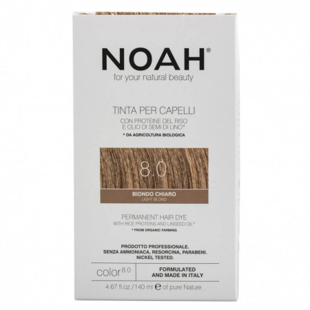Vopsea de par naturala, Blond deschis,8.0, Noah, 140 ml