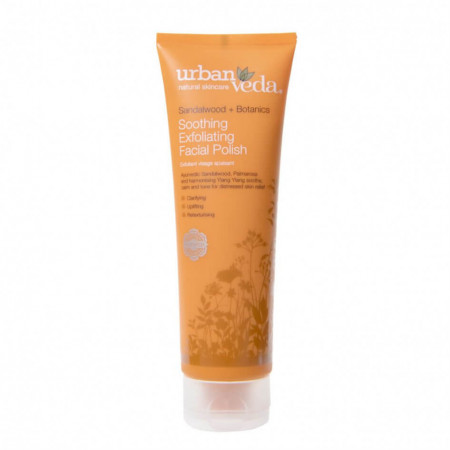 Exfoliant hidratant pentru curatare faciala cu extract de lemn de santal organic - ten sensibil, Soothing - Urban Veda, 125 ml
