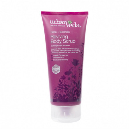 Exfoliant hidratant pentru corp cu ulei de trandafir de Damasc, Reviving - Urban Veda, 200 ml