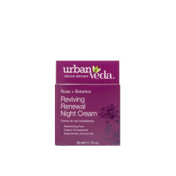 Crema regeneranta de noapte cu ulei organic de trandafir de Damasc - ten matur, Reviving - Urban Veda, 50 ml