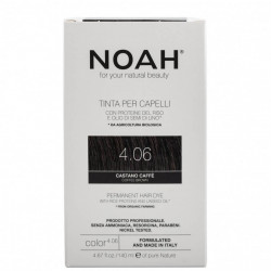 Vopsea de par naturala, Saten cafeniu,4.06, Noah, 140 ml