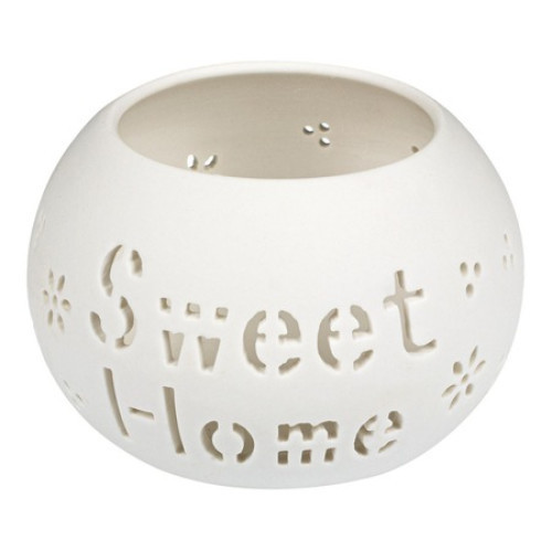 Suport oval din portelan pentru lumanari, Sweet Home, alb, 7,5 x 10 cm