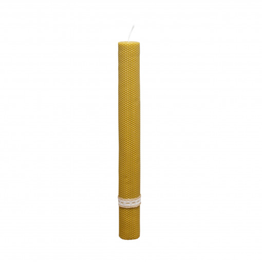 Lumanare ceara naturala de albine pentru botez, nunta 50 cm inaltime 6 cm grosime