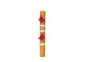 Lumanare botez, handmade, din ceara naturala de albine,butterfly pink, 41cm, model fagure