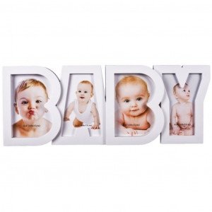 Rama foto ”Baby”, 4 poze - 10x15 cm, Alba