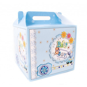 Cutie cadou trusou botez, Baby Boy, YourPresent blue 26x28 cm