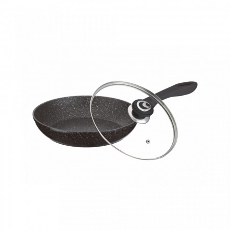Tigaie din aluminiu cu invelis de granit non-aderent si capac de sticla termorezistenta 28cm, Inductie