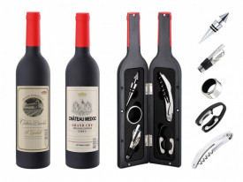 Set 5 Accesorii pentru Vin Red Count Peterhof, 6 piese, 32 cm, Cutie în Formă de Sticlă