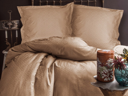 Lenjerii bumbac saten MONTE BEIGE/220x200 LUXURY PREMIUM