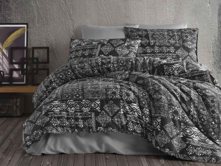 Satin Lenjerie de pat ROUTE BLACK/200x220 EXCLUSIVE