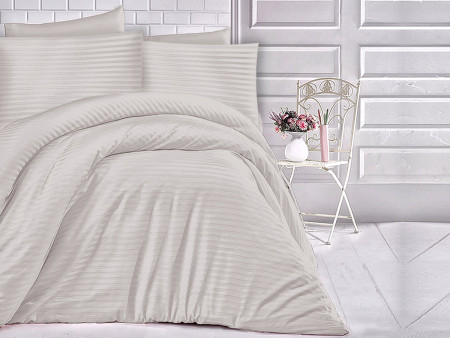 Satin Lenjerie de pat CIZGILI STONE/200x220 EXCLUSIVE