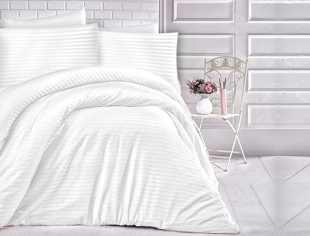 Satin Lenjerie de pat CIZGILI WHITE/180x200 EXCLUSIVE