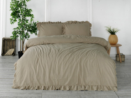 Lenjerie de pat OXFORDTAN/200x220(P) STONEWASHED