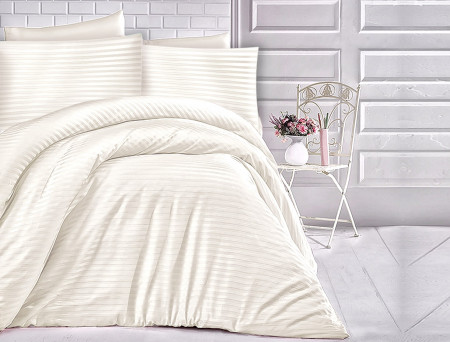 Satin Lenjerie de pat CIZGILI CREAM/200x220 EXCLUSIVE
