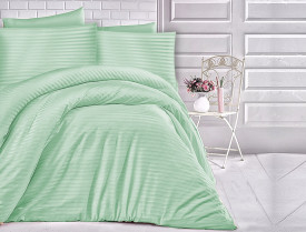 Satin Lenjerie de pat CIZGILI GREEN/200x220 EXCLUSIVE
