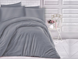 Satin Lenjerie de pat CIZGILI ANTHRACITE/200x220 EXCLUSIVE