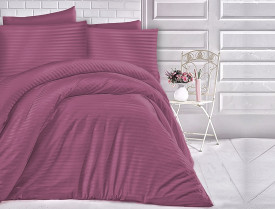 Satin Lenjerie de pat CIZGILI ROSE/200x220 EXCLUSIVE