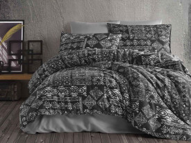 Satin Lenjerie de pat ROUTE BLACK/200x220 EXCLUSIVE