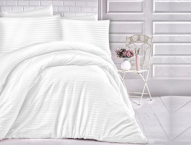 Satin Lenjerie de pat CIZGILI WHITE/180x200 EXCLUSIVE
