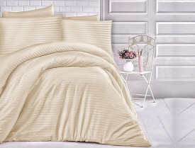 Satin Lenjerie de pat CIZGILI CAPUCCINO/180x200 EXCLUSIVE
