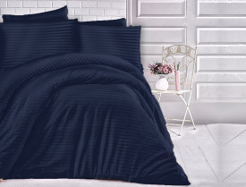 Satin Lenjerie de pat CIZGILI NAVY BLUE/180x200 EXCLUSIVE