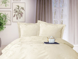 Lenjerii bumbac saten BELUGA ECRU/160x200 LUXURY PREMIUM