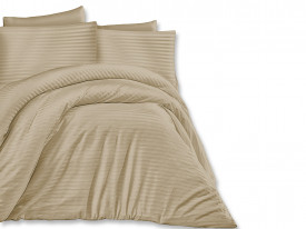 Satin Lenjerie de pat CIZGILI LIGHT BROWN/200x220 EXCLUSIVE