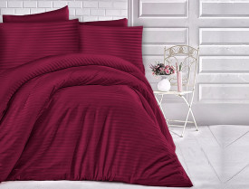 Satin Lenjerie de pat CIZGILI CLARET/180x200 EXCLUSIVE