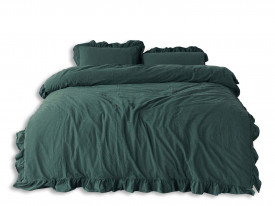 Lenjerie de pat DARK GREEN/160x200(P) STONEWASHED