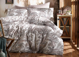 Satin Lenjerie de pat PALM KAHVE/200x220 EXCLUSIVE
