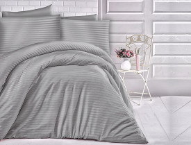Satin Lenjerie de pat CIZGILI GREY/180x200 EXCLUSIVE