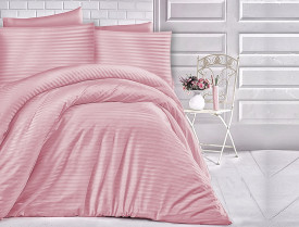 Satin Lenjerie de pat CIZGILI PINK/200x220 EXCLUSIVE