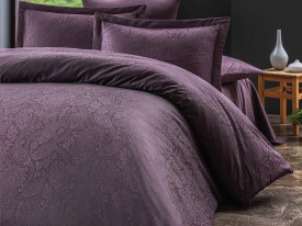 Lenjerii bumbac saten SAL DARK LILA/160x200 LUXURY PREMIUM