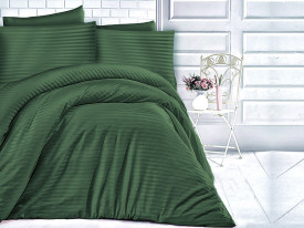 Satin Lenjerie de pat CIZGILI DARK GREEN/200x220 EXCLUSIVE