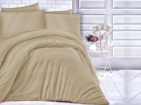 Satin Lenjerie de pat CIZGILI LIGHT BROWN/180x200 EXCLUSIVE