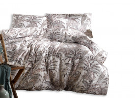 Satin Lenjerie de pat PALM KAHVE/200x220 EXCLUSIVE