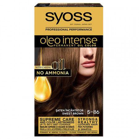 Vopsea de par permanenta fara amoniac Syoss Color Oleo Intense 5-86 Saten Incantator, 115 ml