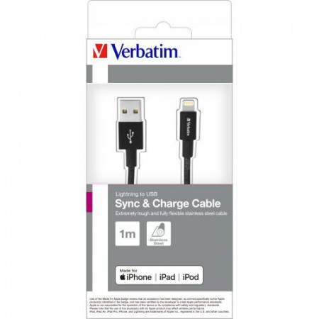 VERBATIM Lighting Cable Sync & Charge 100cm Black