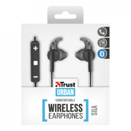 TRUST Sila Wireless Earphones - black/white