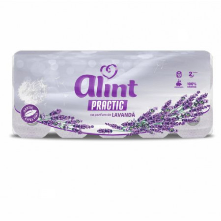Hartie igienica Alint Practic Lavanda, 2 straturi, 10 role, Alb