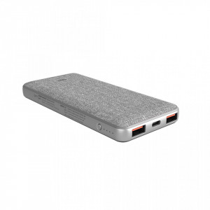 Acumulator extern + husa Silicon Power QP77, 10.000 mAh, timp de incarcare 3.5 ore, indicator LED, NM/ SP10KMAPBKQP770G, Gri