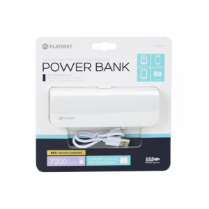 Baterie externa Platinet 7200 mAh, 5 V, piele + cablu microUSB, NM/ PMPB72LW, Alb