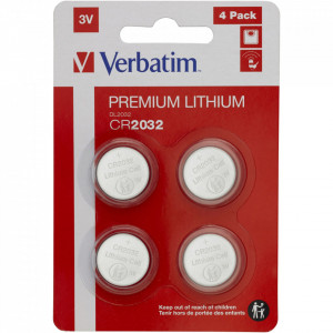 Baterii Verbatim CR2032, 3 V, litiu, 4bucati, NM/49533, Argintiu