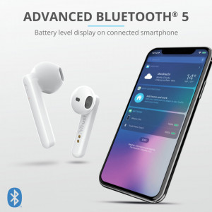 Casti bluetooth Trust Primo Touch NM 23783, comenzi tactile, Alb