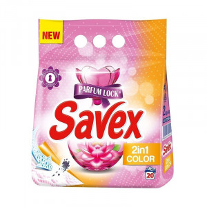 Detergent automat pudra Savex 2 in 1 Color, 20 spalari, 2 Kg, Multicolor