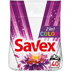 Detergent automat pudra Savex 2 in 1 Color, 40 spalari, 4 Kg, Mov