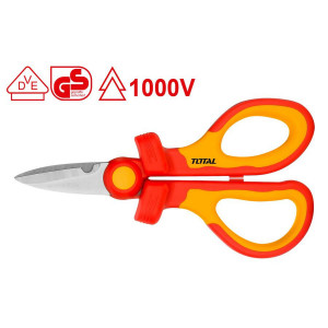 Foarfeca izolata pentru electrician Total THISS1601/NM, 1000V, otel inoxidabil, dimensiune 160 mm, Galben/Rosu